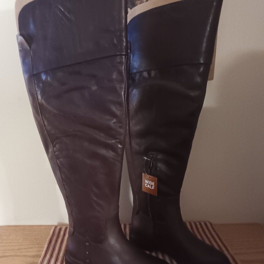 Franco Sarto Brown Haleen Wide Calf Boot Size 6M